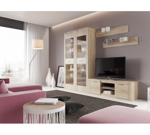 Гостиная Элана от МебельГрад, комплектация 1, цвет Бодега белая