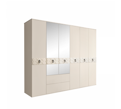 Шестистворчатый шкаф для одежды с ящиками и зеркалами Богемия Фарфале (Bogemia Farfalle) БМШ1/61 (Fа)